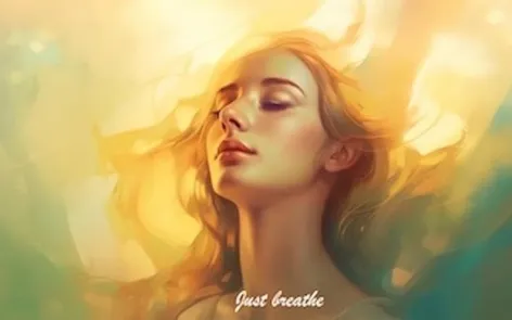 Colourful image of woman breathing
