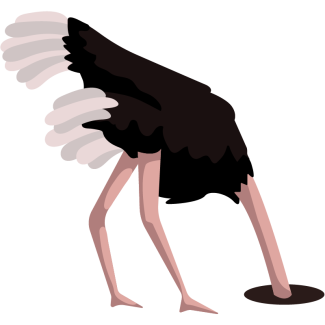 Ostrich with head in sand